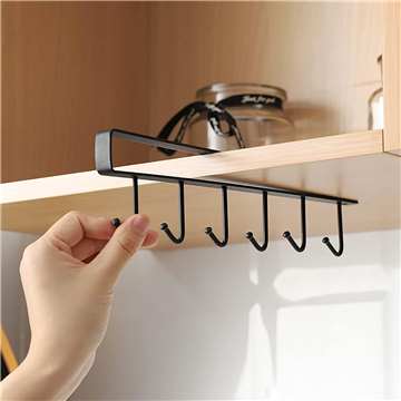 Cabinet Shelf Multiuse Hook Holder 6 Hook Under Shelf Mug Holder Rack