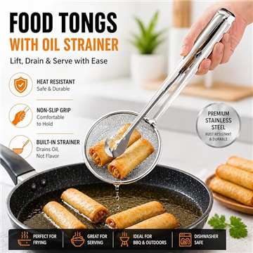 Multifunctional Frying Tong 2 In1 Fry Tool Filter Spoon Frying Strainer